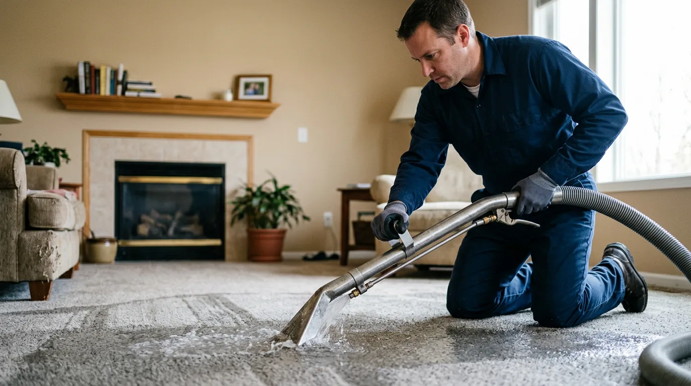 Water damage restoration technician working near East Killingly, CT